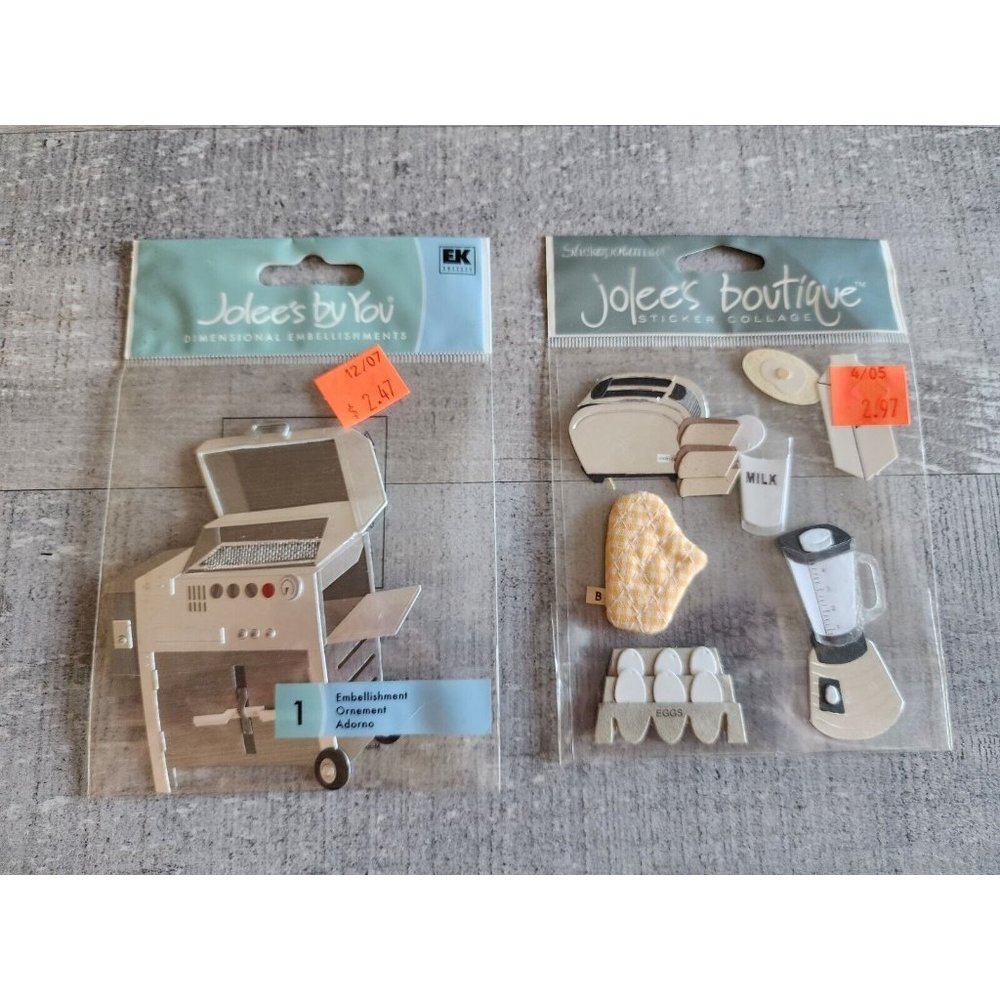 RARE Jolees Breakfast Kitchen Appliances Toaster Blender Eggs Grill Stickers #41